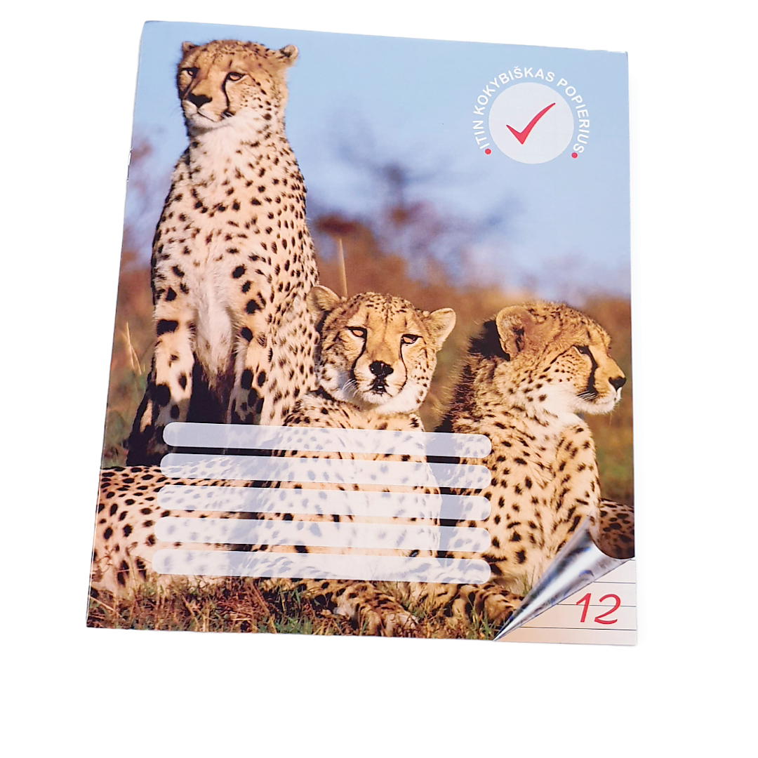 Sąsiuvinis linija 12 lapų "Leopardai"