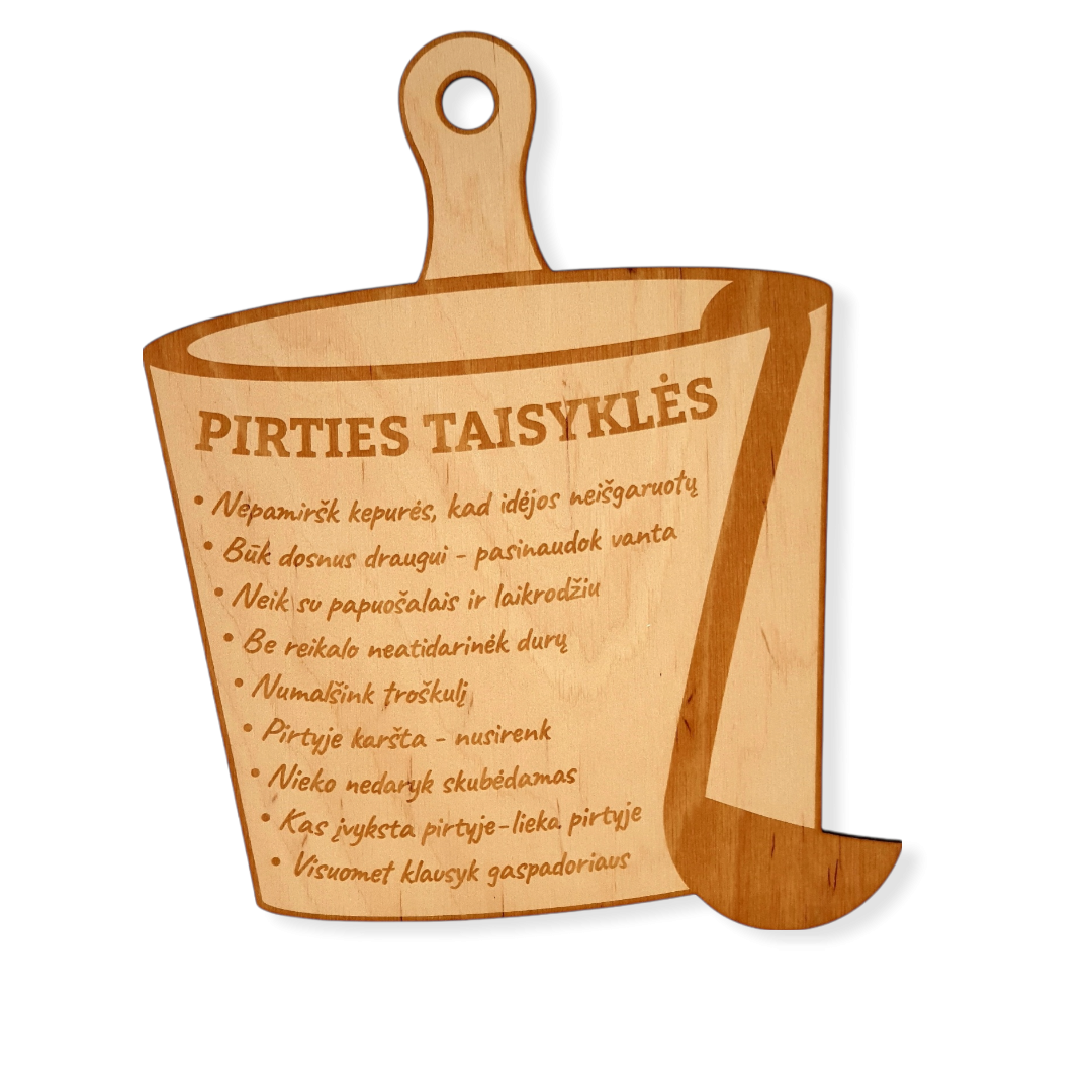 Graviruota lentelė "Pirties taisyklės"