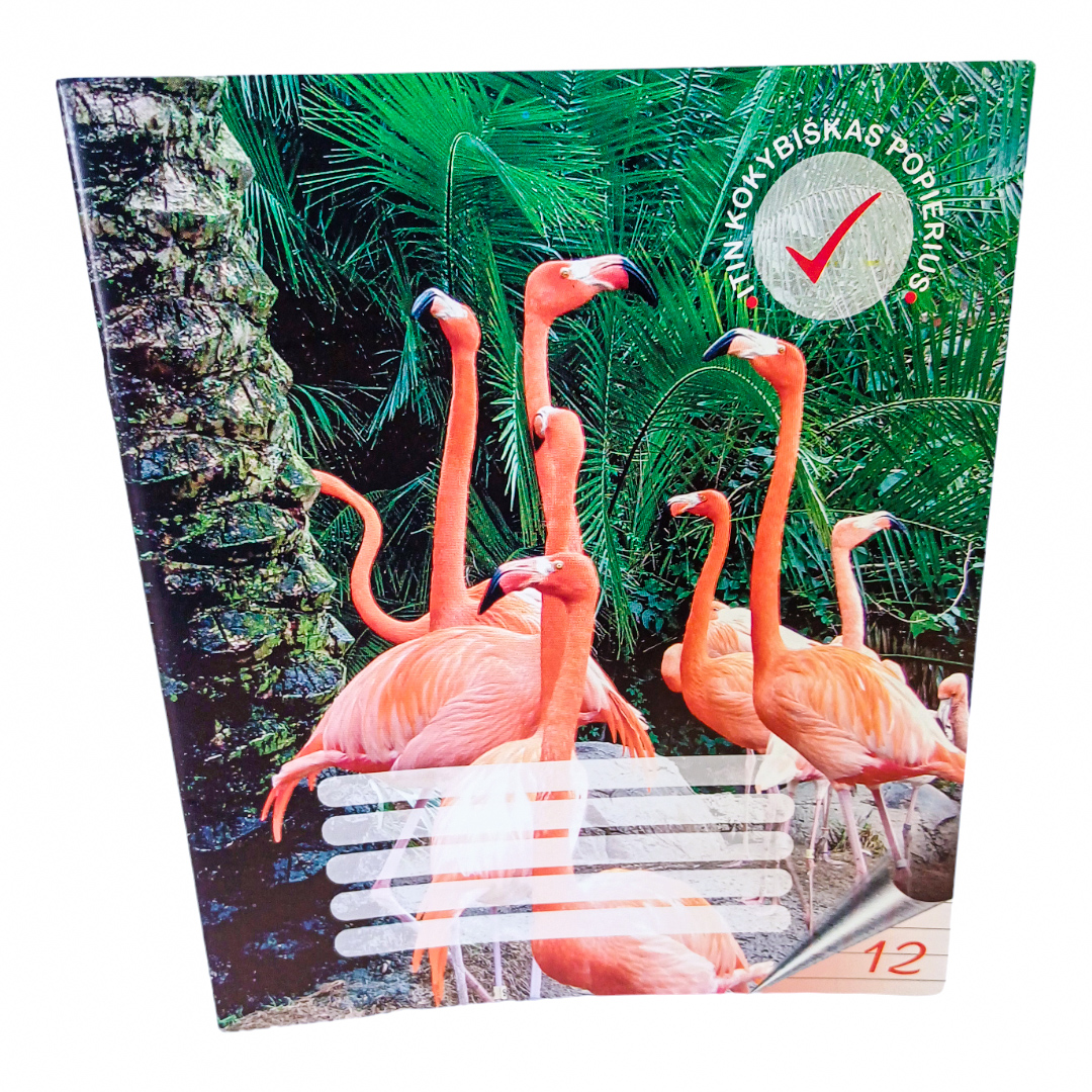 Sąsiuvinis 12 lapų linija "Flamingai"
