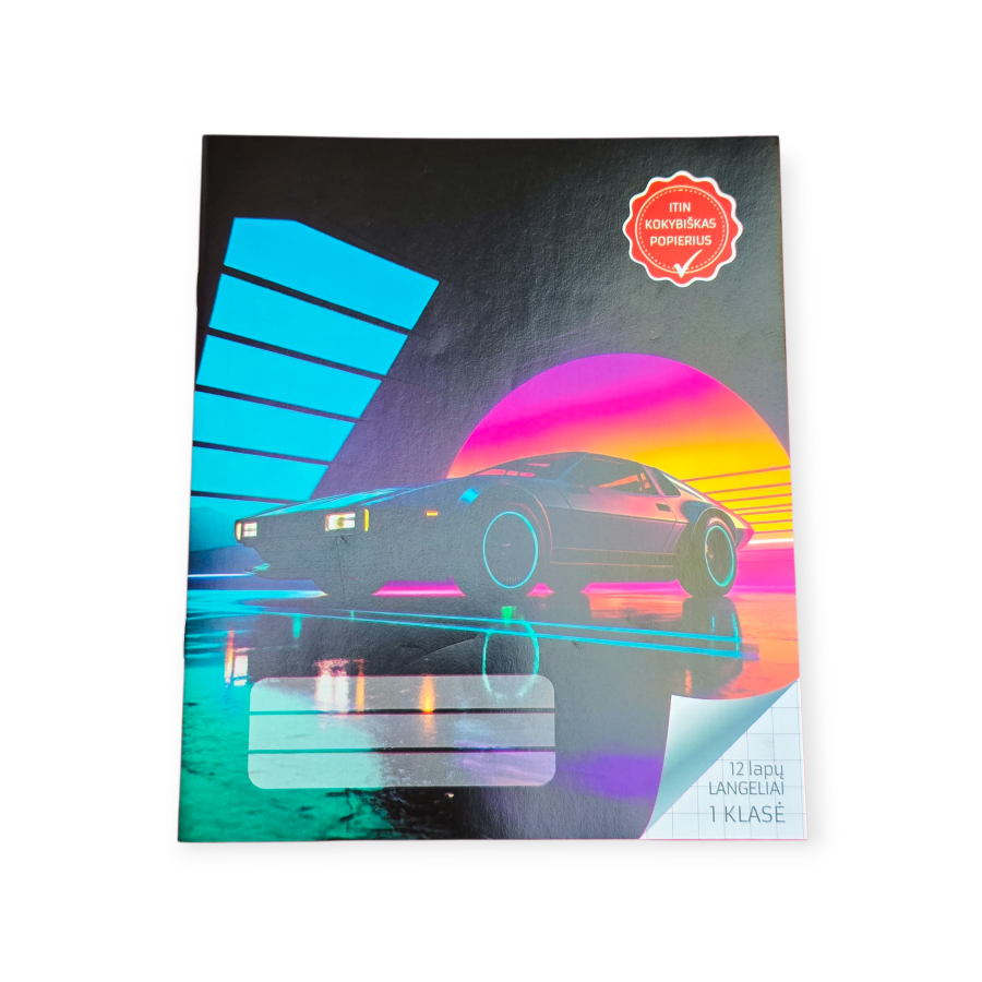 Sąsiuvinis 1 klasei langeliais "Mašina"