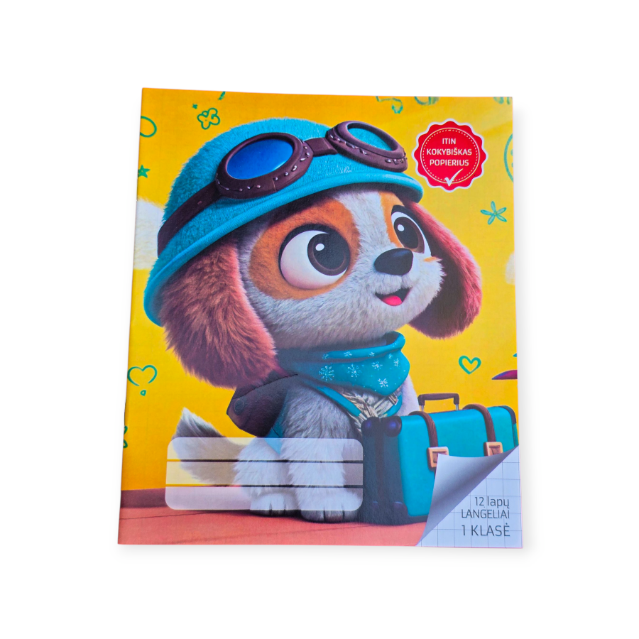 Sąsiuvinis 1 klasei langeliais "Šuniukas"