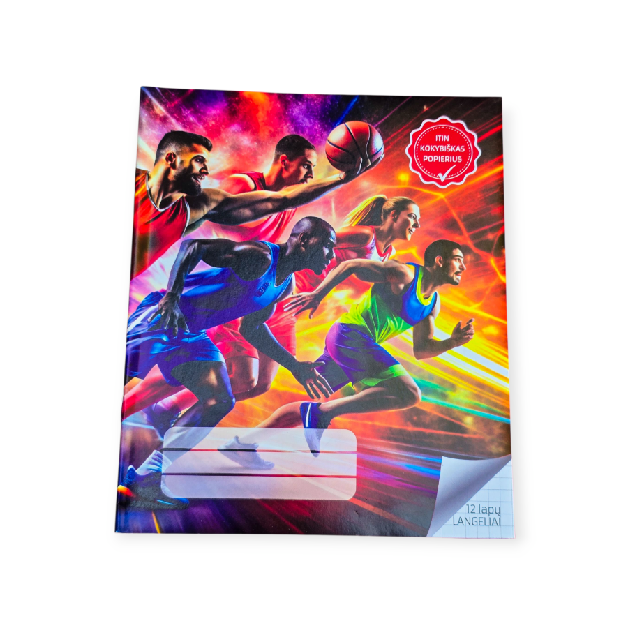 Sąsiuvinis 12 lapų langeliais "Krepšinis"