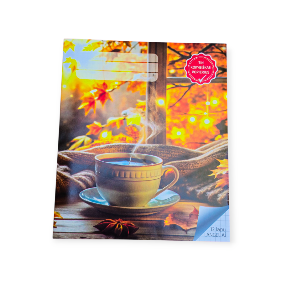 Sąsiuvinis 12 lapų langeliais "Puodelis"