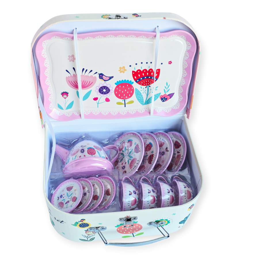 Metalinių indelių rinkinys lagamine "Gėlės"