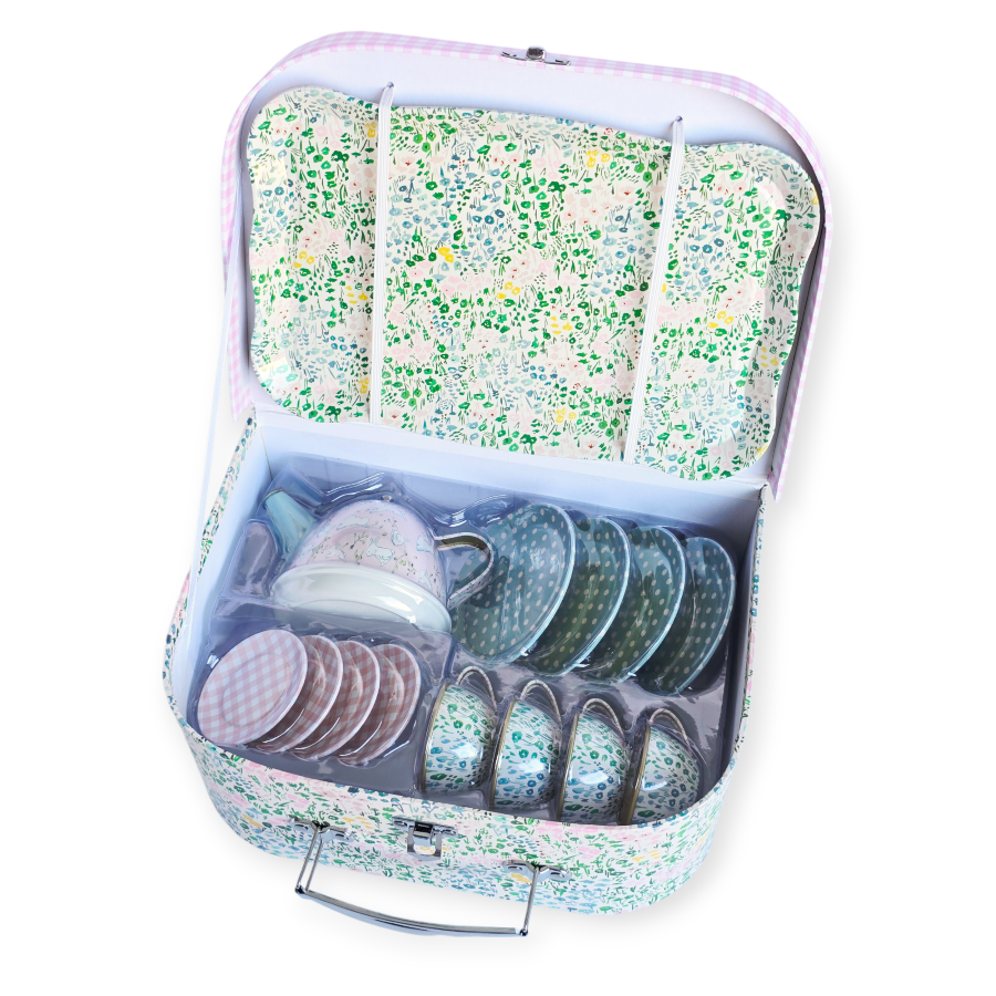 Metalinių indelių rinkinys lagamine "Zuikučių pieva"