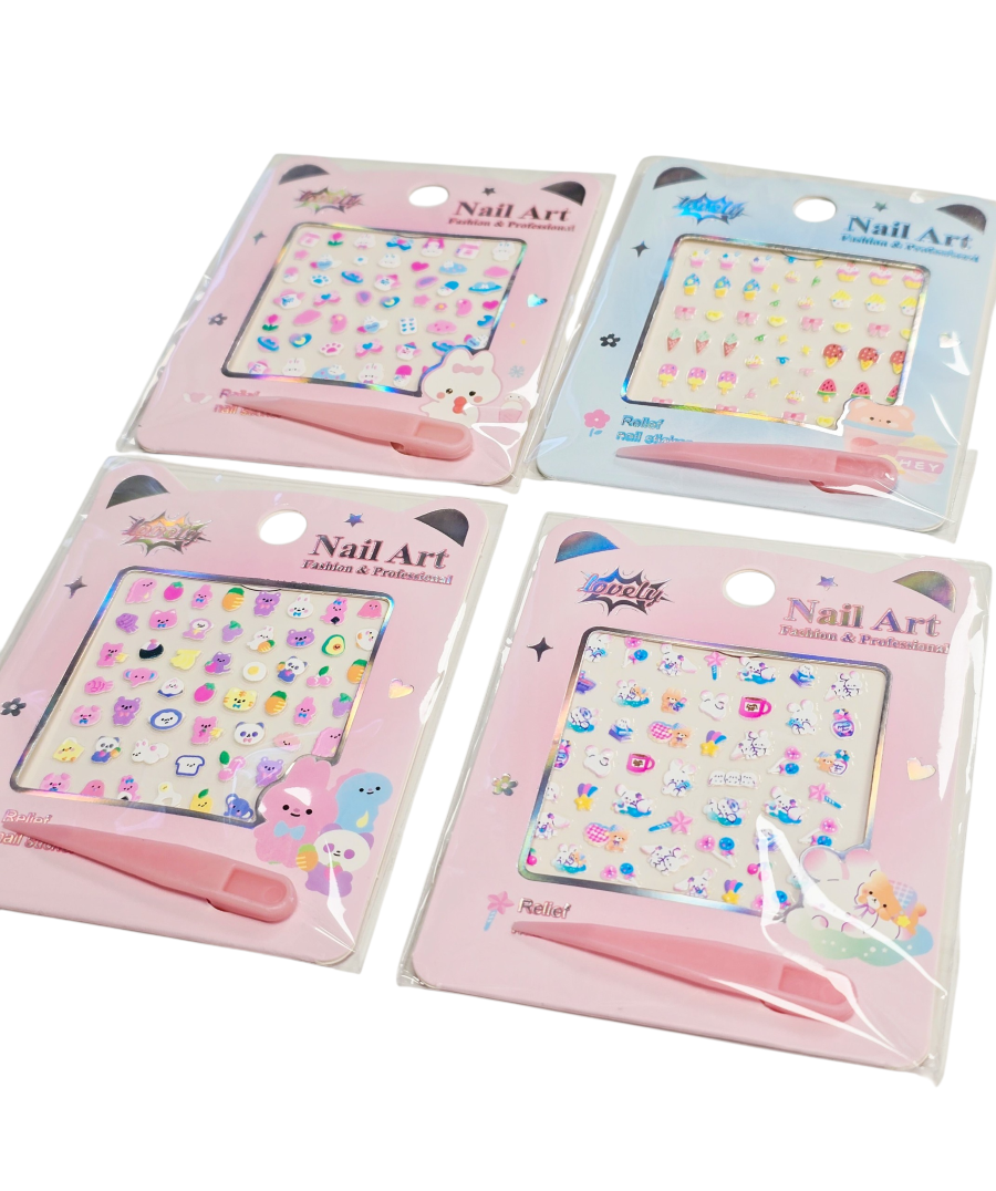 Vaikiški nagų lipdukai su pincetu "Nail art"
